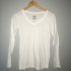Simple White Long-sleeve V-neck